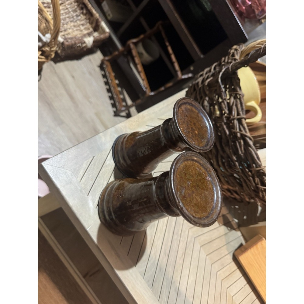 A small, Candle Holders crafted from burl wood, organic wood grain patterns. - Picture 2 of 4